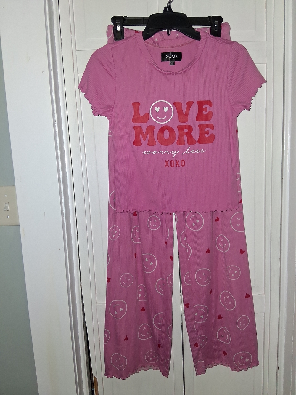 XOXO Pink 'Love More' Smiley Pajama Set
